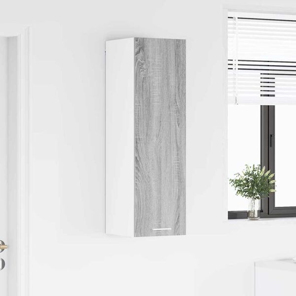 vidaXL Висящ шкаф с врата Сив Сонома 30 x 31 x 100 см Инженерно дърво