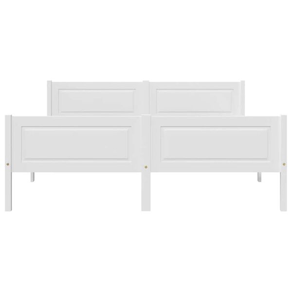 vidaXL Рамка за легло, борова дървесина масив, бяла, 140x200 cм