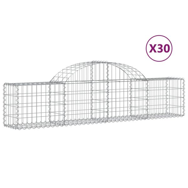 vidaXL Габионни кошници арка 30 бр 200x30x40/60 см поцинковано желязо