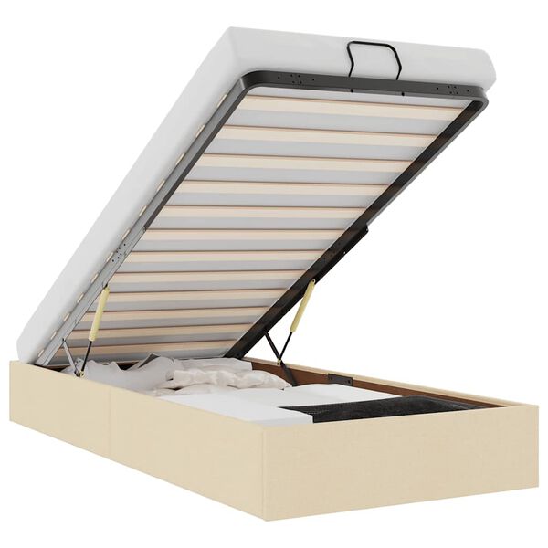 vidaXL Османска рамка за легло без матрак, кремава, 90x190 см, плат