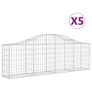 vidaXL Габионни кошници арка 5 бр 200x30x60/80 см поцинковано желязо
