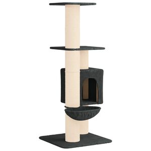 vidaXL Котешко дърво с юта за драскане Тъмносиво 137 cm