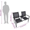vidaXL Двуместна градинска пейка, 131 см, стомана и textilene, черна
