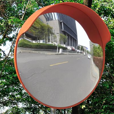 vidaXL Изпъкнало пътно огледало, PC пластмаса, оранжево, 45 см, улично