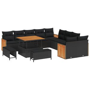 vidaXL Градински Софа Комплект с възглавница 13 pcs Черно