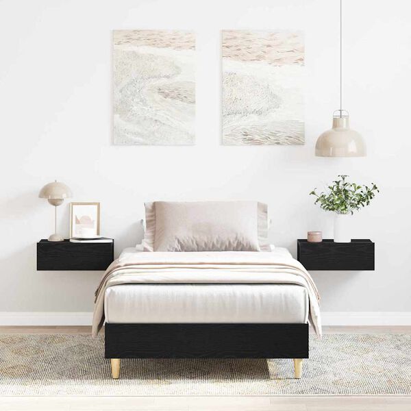 vidaXL Рамка за легло Черен дъб 90 x 190 cm Инженерно дърво