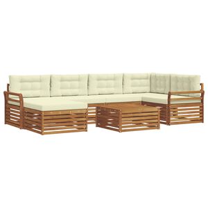 vidaXL Комплект дивани за открито 7 pcs Натурален и Крема