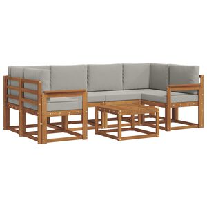 vidaXL Комплект дивани за открито 7 pcs Естествено и светло сиво