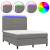 vidaXL Боксспринг легло с матрак и LED, тъмносиво, 140x190 см, плат