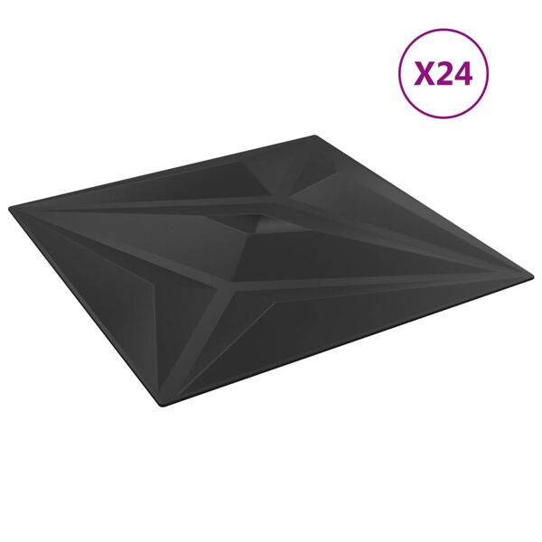 vidaXL Стенни панели 24 бр черни 50x50 см XPS 6 м&sup2; звезда