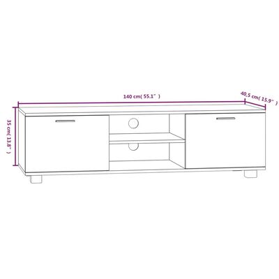 vidaXL ТВ шкаф, бял, 140x40,5x35 см, инженерно дърво