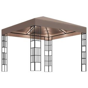 vidaXL Шатра с LED светещи стрингове, 3х3 м, таупе