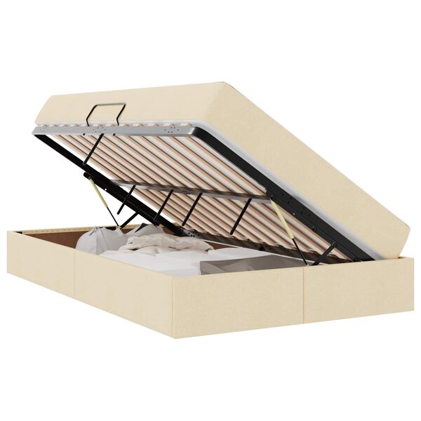 vidaXL Легло с място за съхранение и матрак с матрак Крем 120 x 200 cm