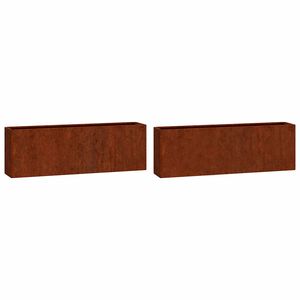 vidaXL Стенни кашпи, 2 бр, ръждиво, кортенова стомана, 53x10x17 см