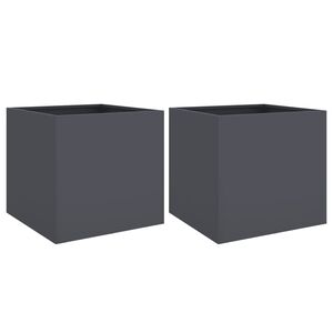 vidaXL Кашпи, 2 бр, антрацит, 49x47x46 см, стомана