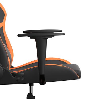 vidaXL Масажен гейминг стол, черно и оранжево, изкуствена кожа