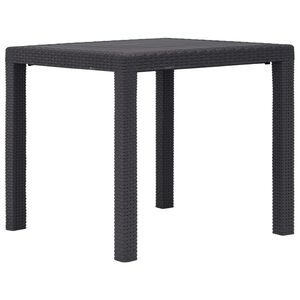 vidaXL Градинска маса, 79x79x72 см, пластмаса, ратанов вид, кафява