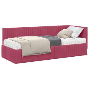vidaXL Ъглова рамка за легло с матрак 2 бр. Виненочервен 80 x 200 cm