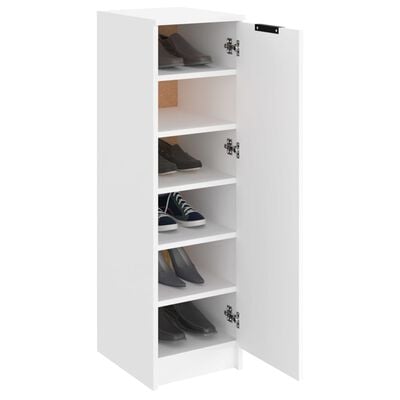 vidaXL Шкаф за обувки, бял, 30x35x100 см, инженерно дърво