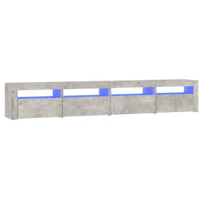 vidaXL ТВ шкаф с LED осветление, бетонно сив, 240x35x40 см