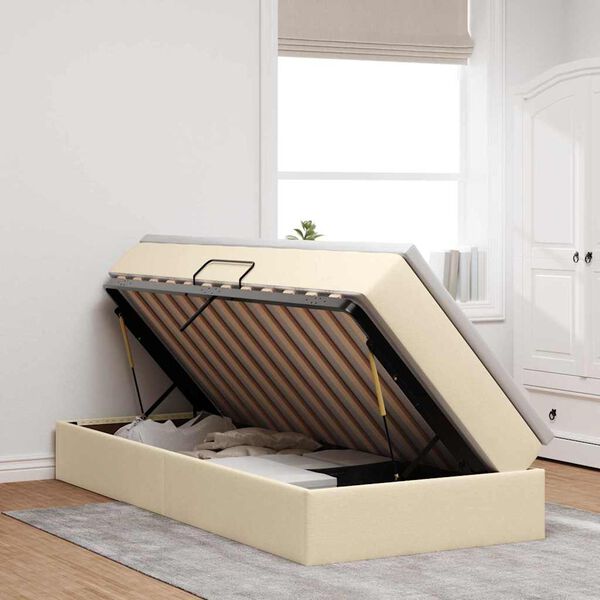 vidaXL Легло с място за съхранение и матрак с матрак Крем 100 x 200 cm