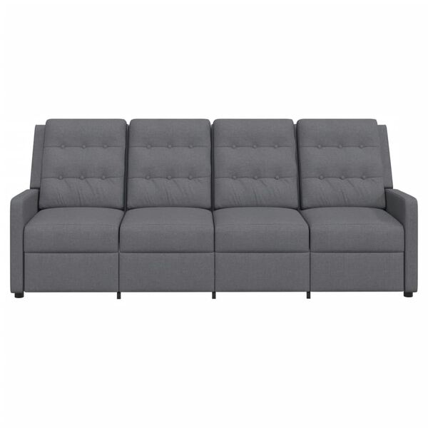 vidaXL 4-местен масажен реклайнер, светлосив, текстил