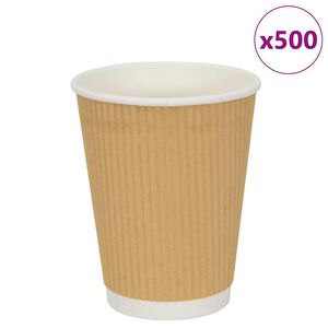 vidaXL Хартиени чаши за кафе 500 бр. 12oz 300ml Кафяво
