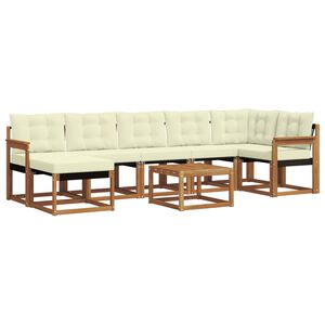 vidaXL Комплект дивани за открито 8 pcs Натурален и Крема