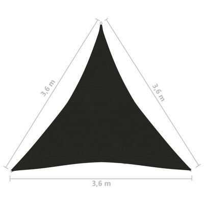 vidaXL Платно-сенник, 160 г/м², черно, 3,6x3,6х3,6 м, HDPE