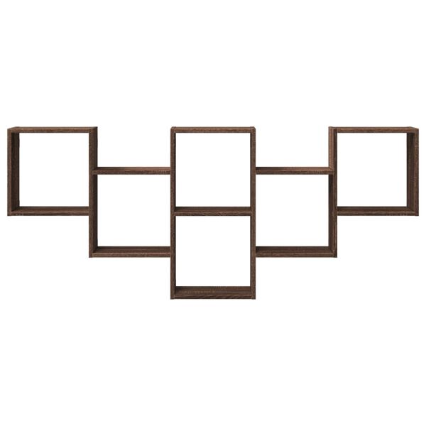 vidaXL Стенен рафт, кафяв дъб, 159x18x66 см, инженерно дърво