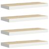 vidaXL Окачени стенни рафтове, 4 бр, дъб и бял, 60x23,5x3,8 см, МДФ