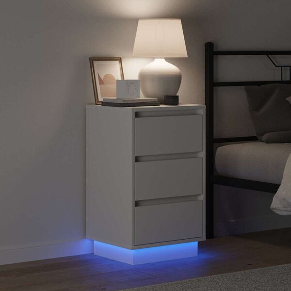 vidaXL Нощен шкаф с чекмедже Бяло 39 x 34,5 x 65 см Инженерно дърво