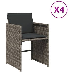 vidaXL Градински столове с възглавници, 4 бр, сиви, полиратан