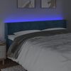 vidaXL LED горна табла за легло, тъмносиня, 183x16x78/88 см, кадифе