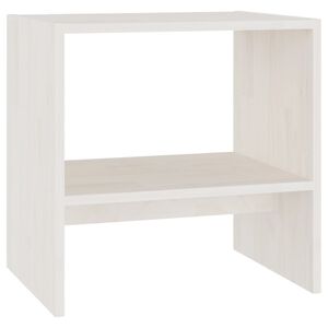 vidaXL Нощно шкафче, бяло, 40x30,5x40 см, бор масив