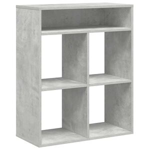 vidaXL Библиотека, бетонно сива, 66x31x80 см, инженерно дърво
