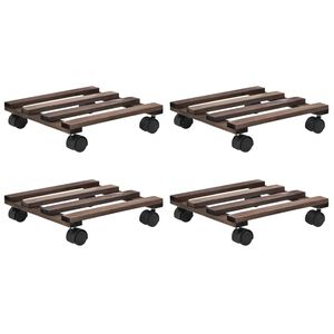 vidaXL Цветарници на колелца, 4 бр, кедрово дърво, 25x25 см