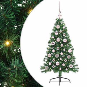 vidaXL Изкуствена коледна елха с подсветка Зелен 120 cm ПВЦ