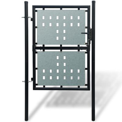 vidaXL Единична оградна врата, 100x225 см, черна