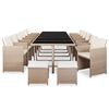 vidaXL Градински комплект с възглавници, 17 части, бежов полиратан