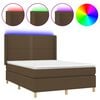 vidaXL Боксспринг легло с матрак и LED, тъмнокафяво, 140x190 см, плат