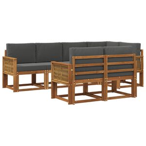vidaXL Комплект дивани за открито 7 pcs Натурален и Антрацит Полиестер