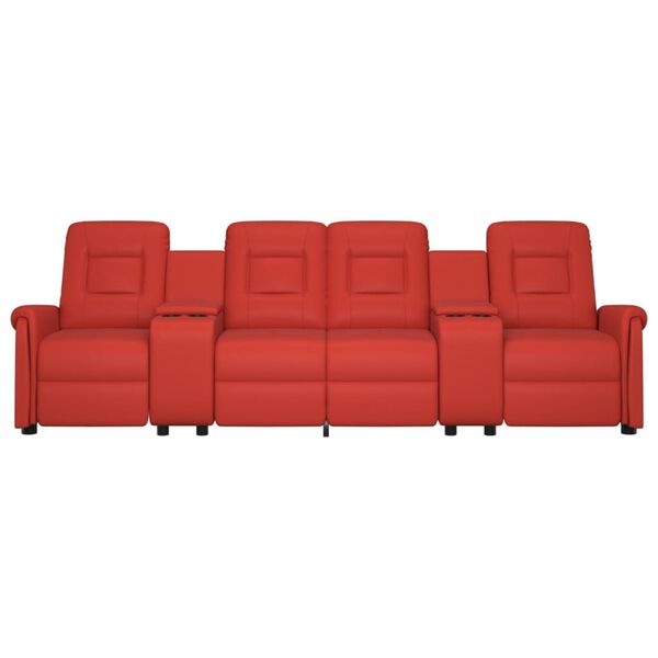 vidaXL 4-местен масажен наклоняем стол с държачи за чаши виненочервен