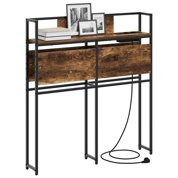 vidaXL Табла за съхранение с рафт Опушен дъб 75 cm Инженерно дърво