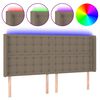 vidaXL LED горна табла за легло, таупе, 183x16x118/128 см, плат