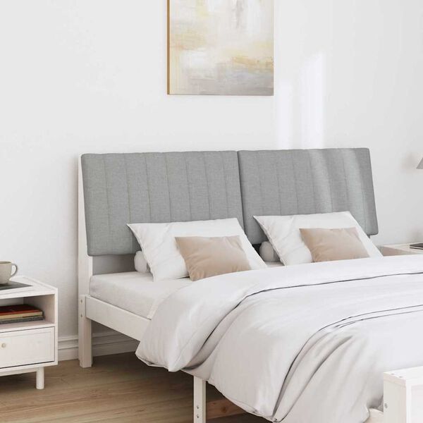 vidaXL Тапицирана табла Светлосиво 150 cm Солидно борово дърво