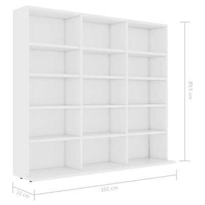 vidaXL CD шкаф, бял, 102x23x89,5 см, ПДЧ