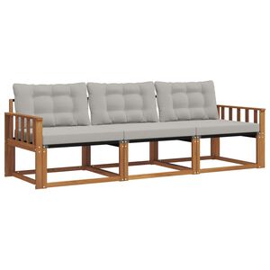 vidaXL Комплект дивани за открито 3 pcs Естествено и светло сиво