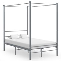 vidaXL Рамка за легло с балдахин, сива, метал, 120x200 см