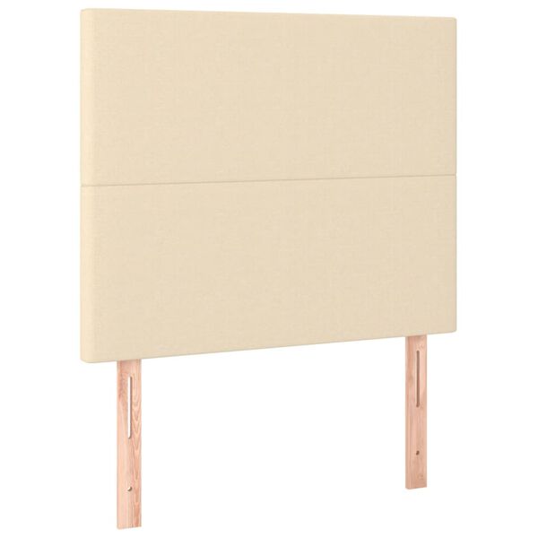 vidaXL LED горна табла за легло, кремава, 90x5x118/128 см, плат